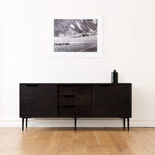 RADIS sideboard NOBLE with three drawers and sliding doors Black stained