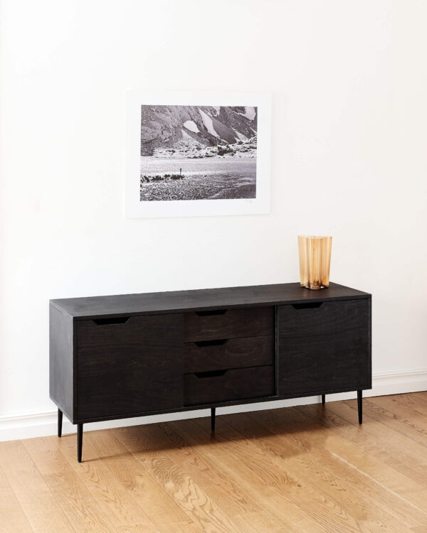 RADIS sideboard NOBLE with three drawers and sliding doors Black stained