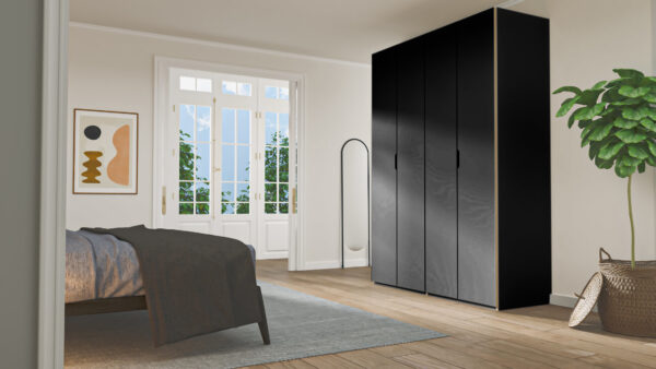Radis wardrobe NOBLE with 4 doors Black HPL plywood