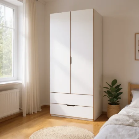 RADIS_wardrobe_NOBLE_white_HPL_plywood_drawers_visible