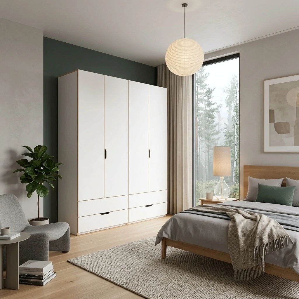 Radis Furniture wardrobe NOBLE 4 doors White HPL plywwood