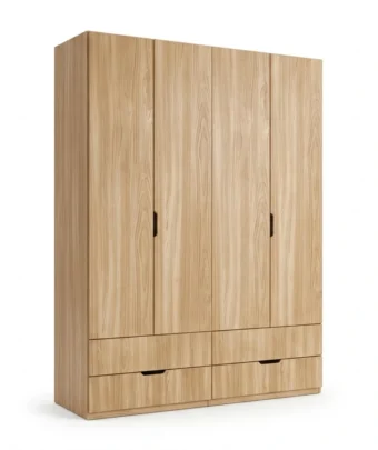 Radis_Furniture_wardrobe_NOBLE_4_doors_drawers_visible_Oak_veneered_plywood
