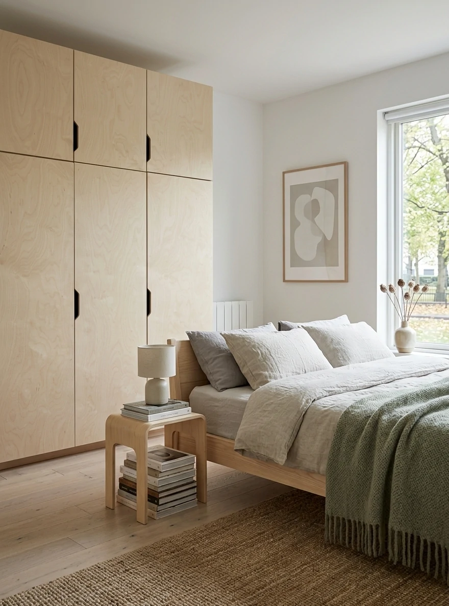 Radis Furniture wardrobe HUH 3 doors extra level Natural oilwaxed plywood