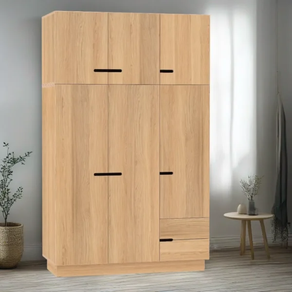 Radis_wardrobe_HUH_3_doors_extra_level_oak-veneered_plywood