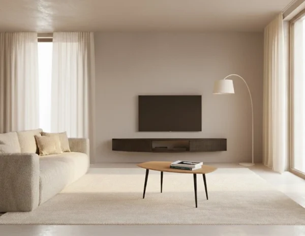 Radis sofa table NAM Oak veneered plywood black metal legs