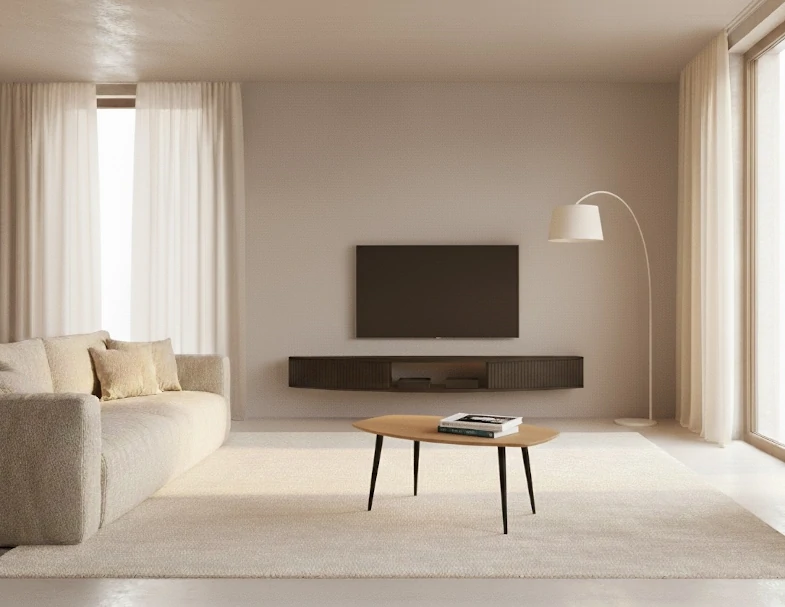 Radis sofa table NAM Oak veneered plywood black metal legs