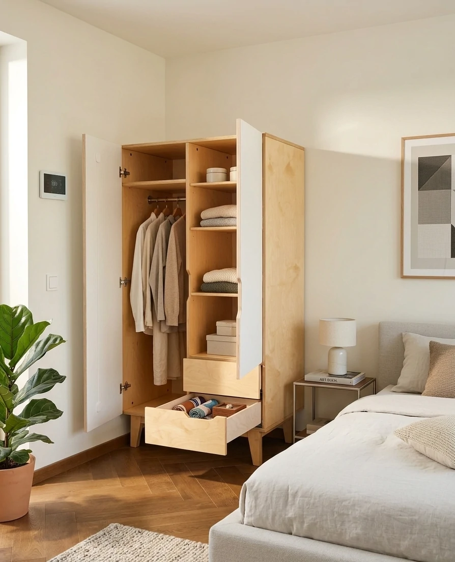 Radis Furniture wardrobe HUH 2 doors Light Oak birch plywood