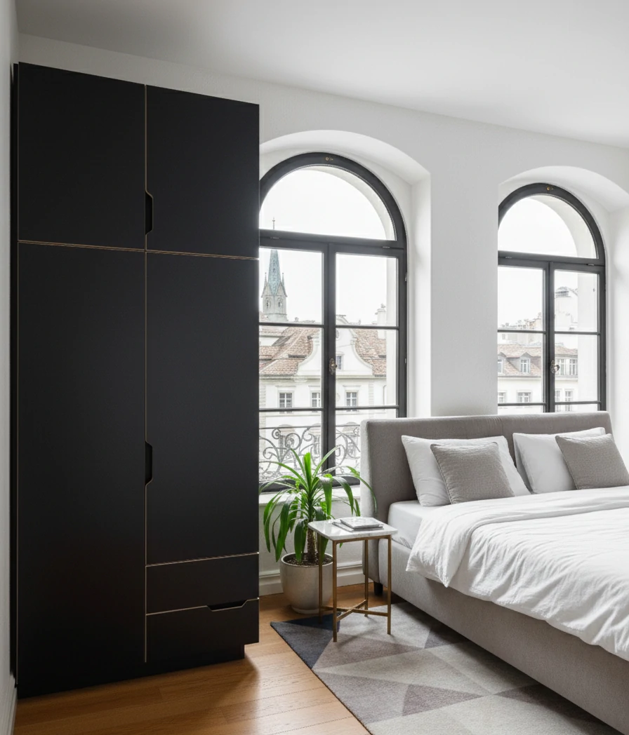 Radis wardrobe HUH 2 doors extra level Black HPL plywood