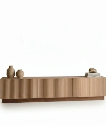 Radis Furniture TV-stand RIFF Oak veneered plywood vertical wavy lines