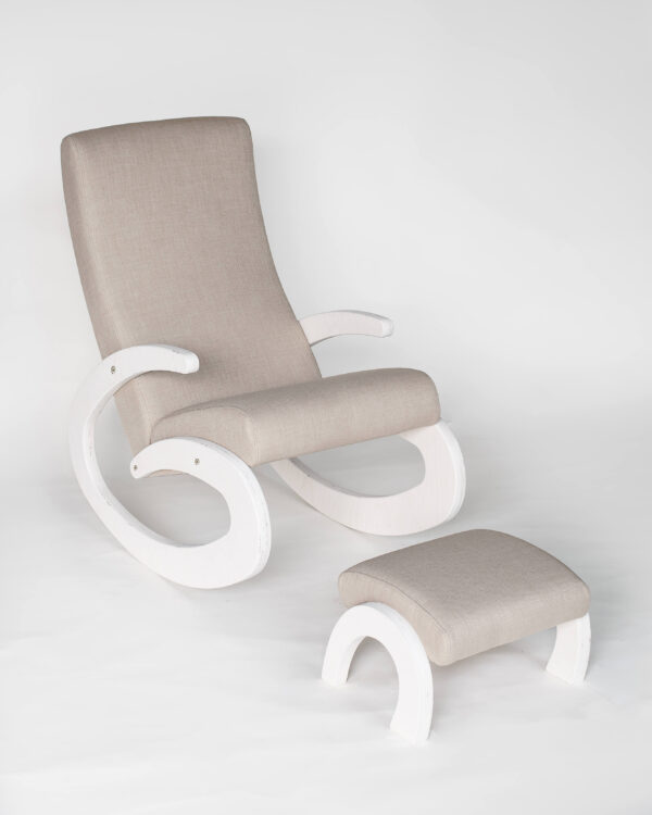 RADIS rocking chair GEE with footrest White Osmo fabric Silver Light Grey
