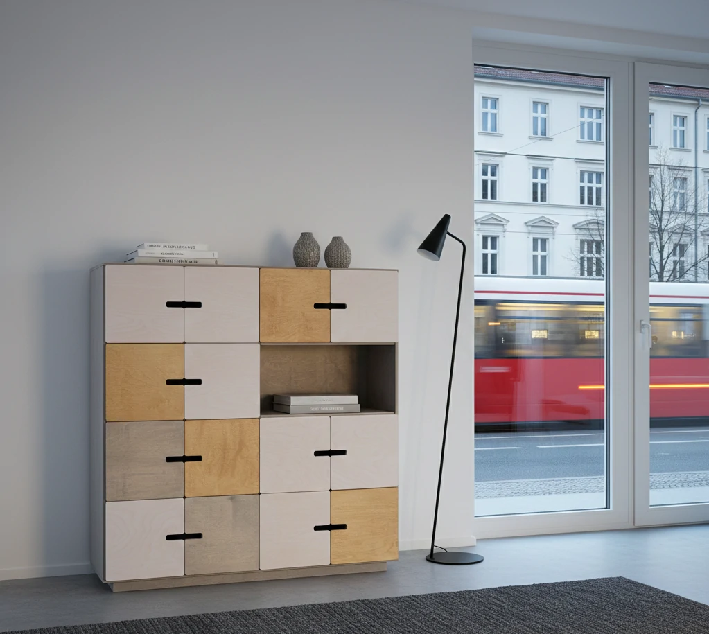 Radis Furniture sideboard PIX 14 doors Pebble Grey doors mixed