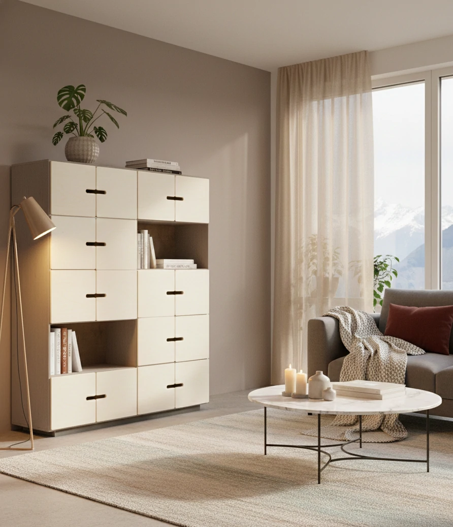 Radis Furniture sideboard PIX 4x4 Pebble Grey doors White