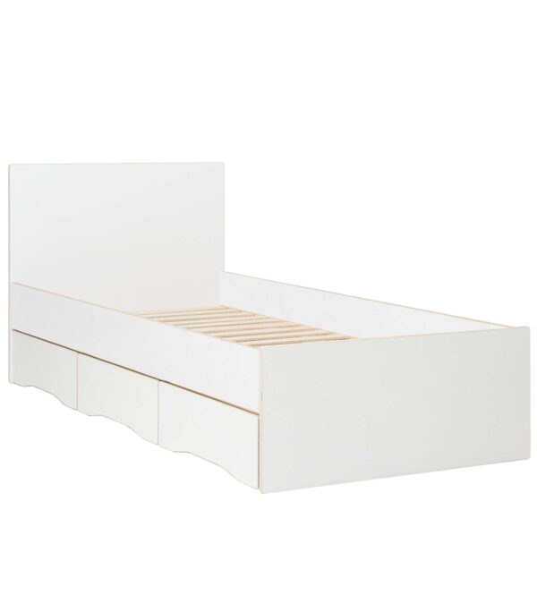 RADIS bed NOBLE White CPL Koskisen plywood with 3 bedboxes