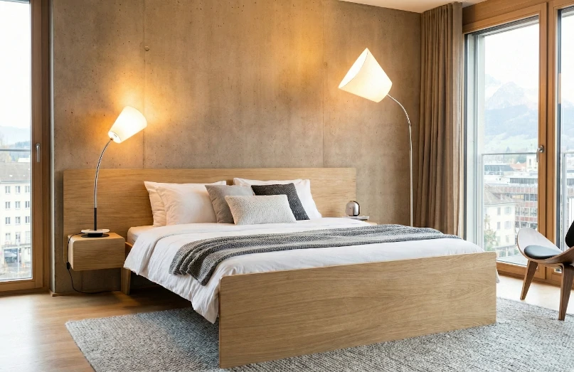 Radis Furniture bed MUSTER Oak veneered plywood