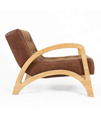 Radis armchair OSLO Oak veneered Cognac leather