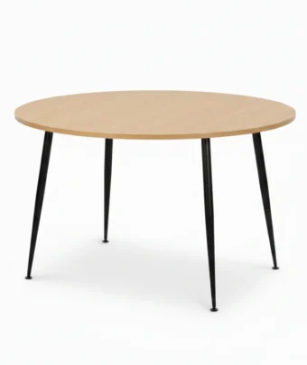 adis Furniture round dining table MAN Oak veneered plywood conical metal legs