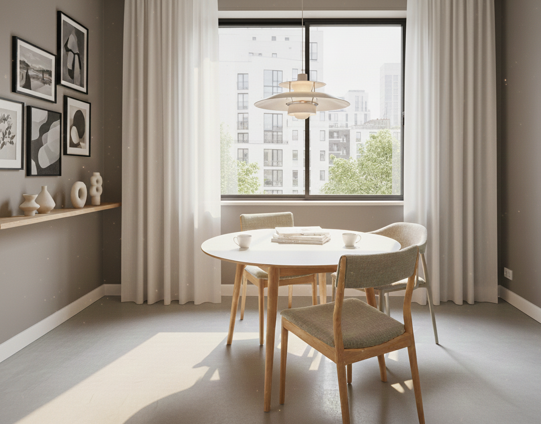 Radis Furniture round dining table MAN White HPL plywood