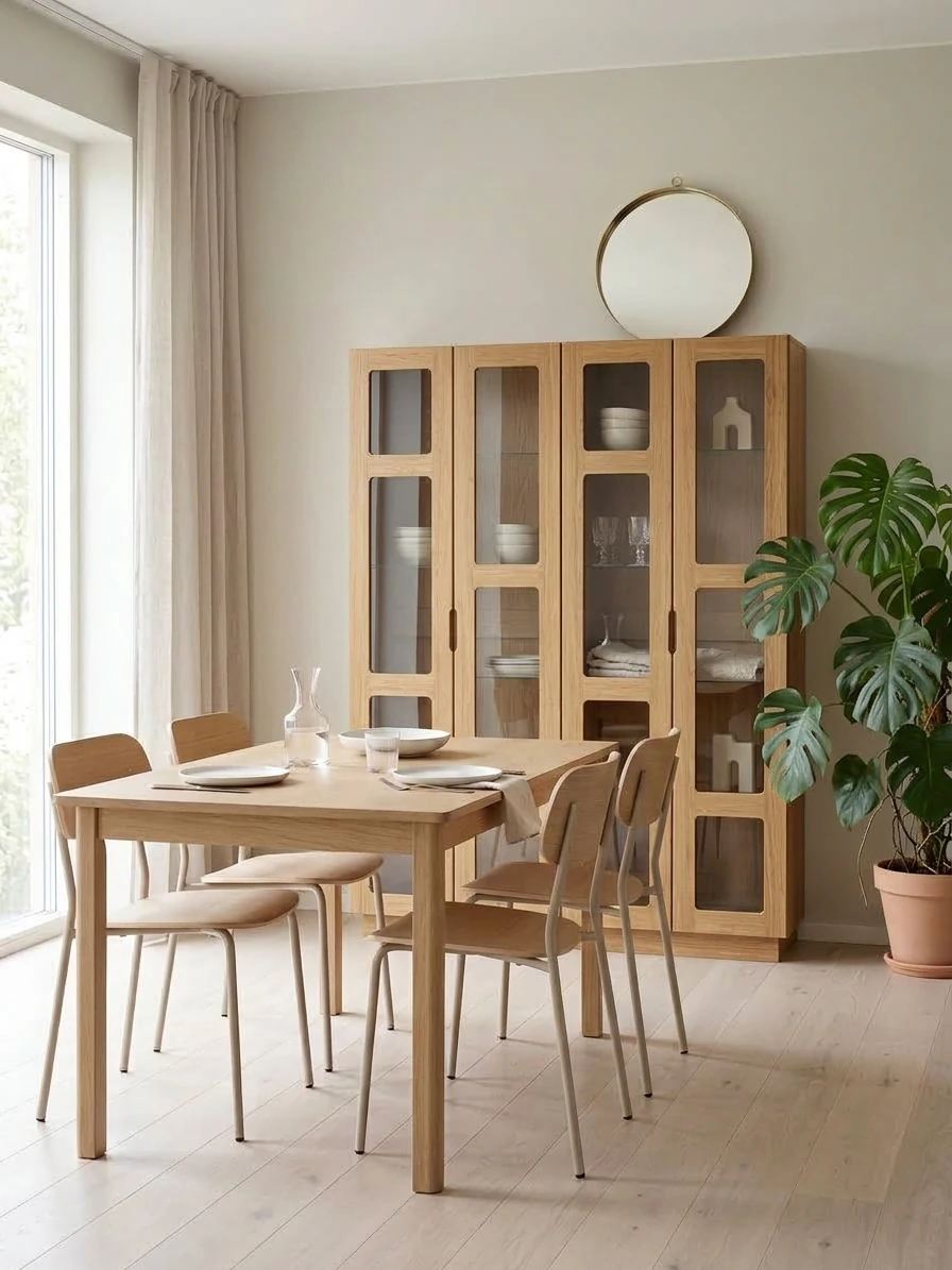 Radis Furniture sideboard with glass NOBLE 150x200cm Oak veneered plywwood