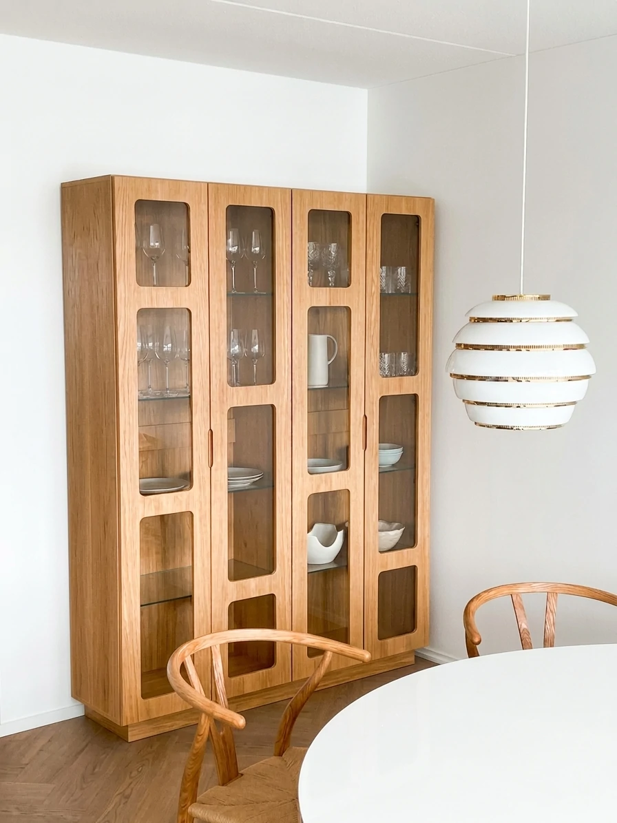 Radis Furniture sideboard with glass NOBLE 150x200cm Oak veneered plywwood