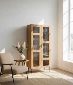 Radis sideboard with glass doors NOBLE Oak veneered plywood