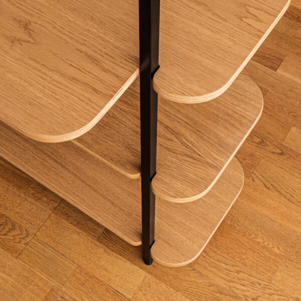 Radis Furniture shelf CRANE oak veneered plywood and metal legs