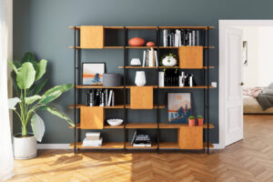 Radis shelf CRANE L with 5 boxes oak veneered