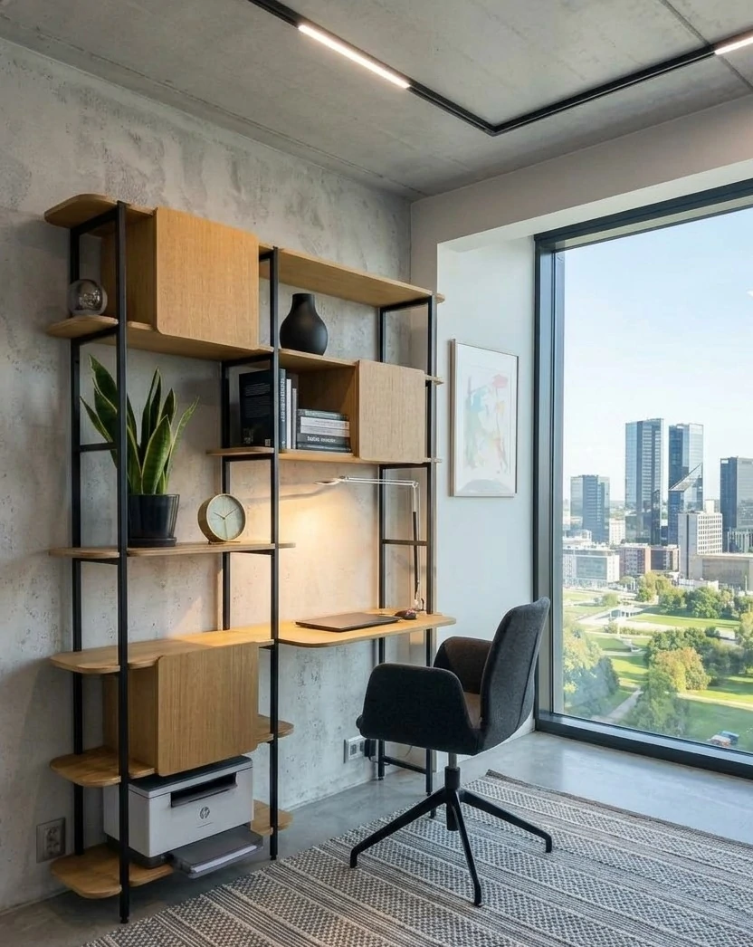 Radis Furniture shelf CRANE M with 2 desks and 3 boxes Oak veneered plywood