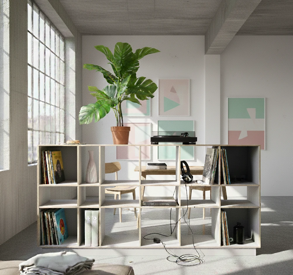 Radis Furniture shelf GRID 3x6 White HPL plywood