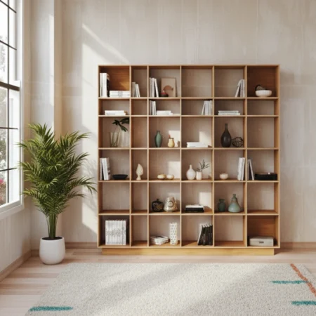 Radis shelf GRID 6x6 Oak veneered plywood