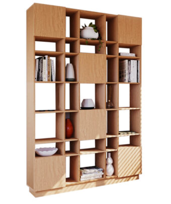 Radis shelf GRID 7x5 with doors Oak veneered