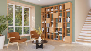 Radis shelf GRID 8x8 with doors Oak veneered