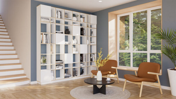 Radis shelf GRID 8x8 with doors white HPL plywood