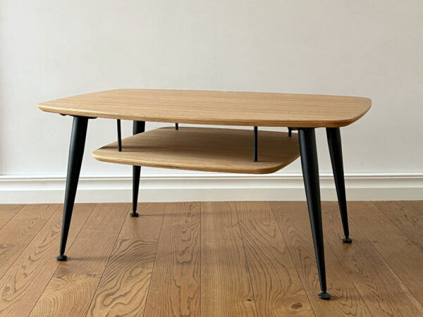 Radis sofa table with additional shelf NOBLE oak veneered