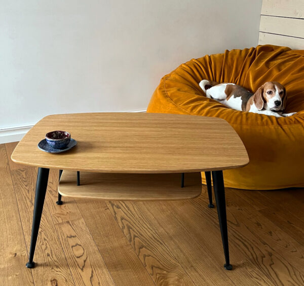 Radis sofa table with additional shelf NOBLE oak veneered