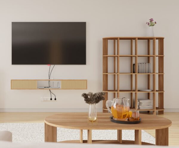 Radis wall mounted TV stand FLOATY Light Oak birch plywood