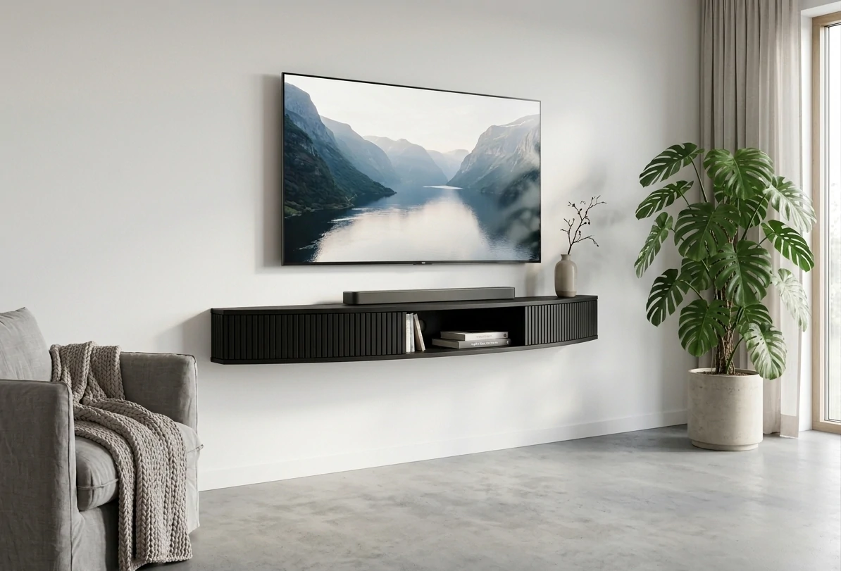 Radis Furniture curved tv-stand FLOATY Black Forescolor