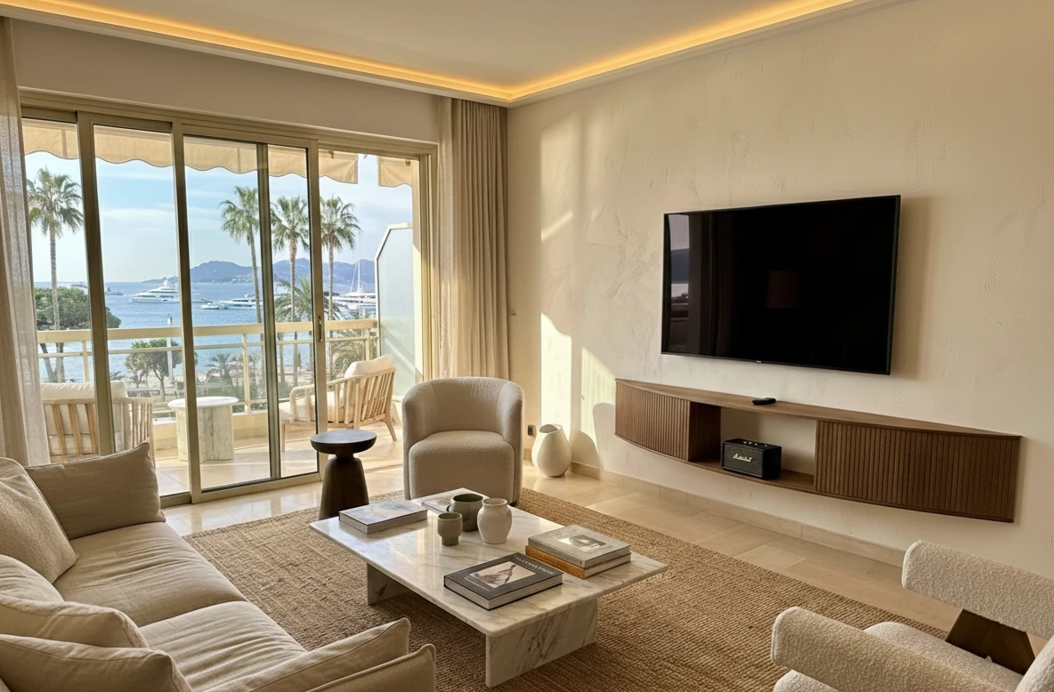 Radis Furniture wall-standing curved TV-stand FLOATY Oak veneered plywood Antique Oak oilwaxed