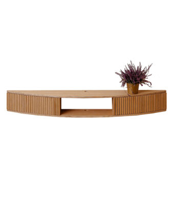 Radis wall mounted curved TV-stand FLOATY oak veneered plywood