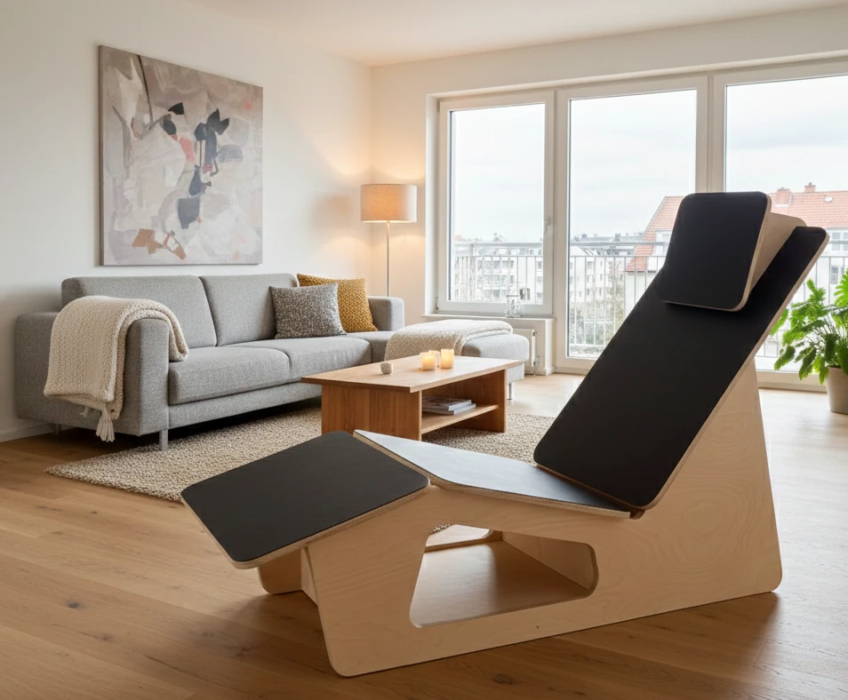 Radis Furniture lounge chair LEBO natural plywood black linoleum