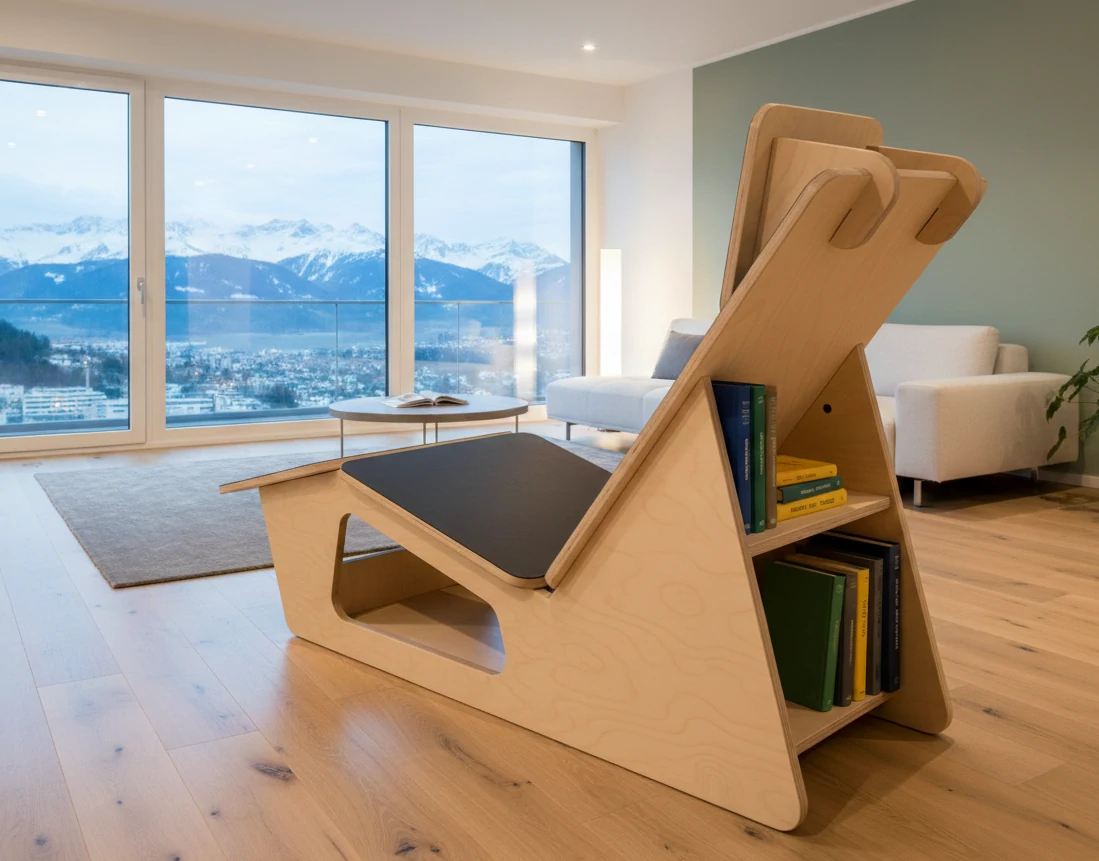 Radis Furniture lounge chair LEBO natural plywood black linoleum