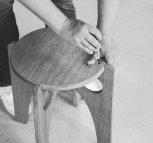 Radis Furniture stool TWIST oak veneered by Martin Lazarev