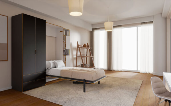 Radis wardrobe NOBLE with 2 doors drawers visible Black HPL plywood
