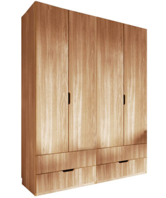 Radis_wardrobe_NOBLE_4_doors_drawers_visible_Oak_veneered_plywood