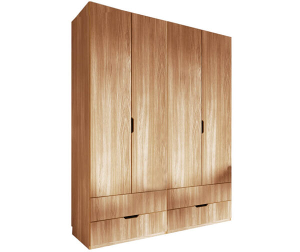 Radis_wardrobe_NOBLE_4_doors_drawers_visible_Oak_veneered_plywood