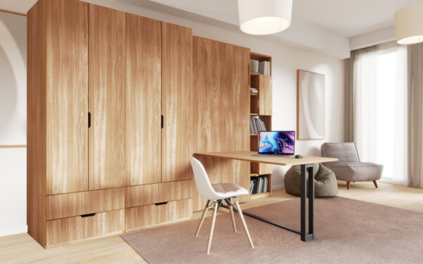 Radis_wardrobe_NOBLE_4_doors_drawers_visible_Oak_veneered_plywood