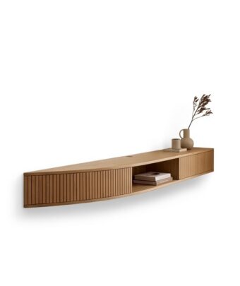 Radis Furniture corner curved TV-stand FLOATY Oak veneered plywood